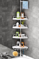 Corner Shower Caddy Tension Pole: Adjustable Stainless Steel Shower Organizer wi