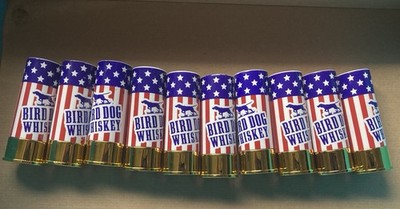 Lot - 10 Bird Dog Whiskey Patriotic Shotgun Shell Shot Glasses USA American Flag