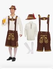 Oktoberfest Lederhosen 4 PC Costume Uniform MED Halloween Beer fest