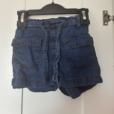 ZARA Unisex Baby Blue Denim Shorts 9-12 Months Elastic Waist Pockets Casual
