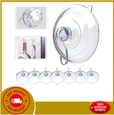 HangerSpace Suction Cup Hooks, 2.5 Inches Clear PVC Suction Cups with Metal Hook