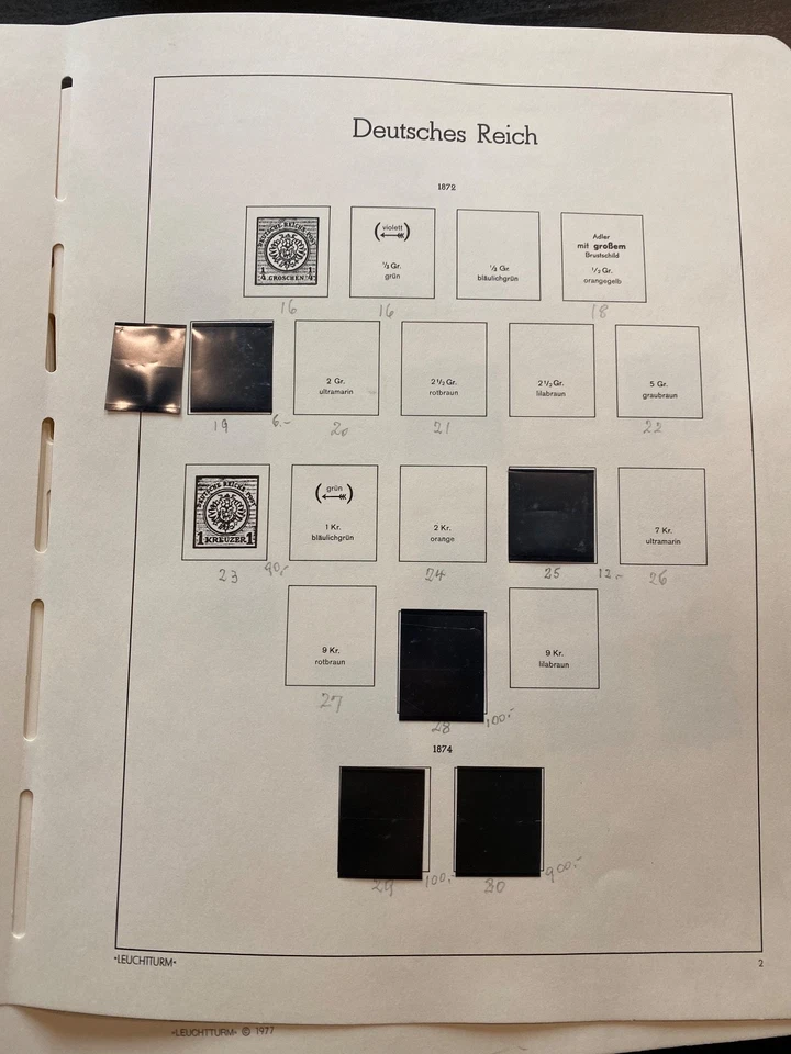 Páginas de álbum de estampillas de faro Alemania 1872-1945 (solo páginas) L-1607 Foto 3 de 4