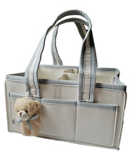 Diaper Caddy Organizer with Handle Baby Shower Ivory Green Travel Car