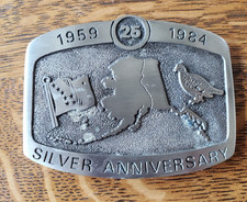 Alaska Silver Anniversary 1959-1984 Statehood Belt Buckle- Eldon - Limited Ed