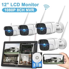 Wireless Security Camera System with Monitor WiFi Outdoor Camera 24/7 Recording