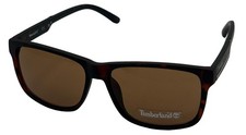 Timberland Dark Havana Mens Plastic Rectangle Sunglass, Brown Lens TB7254. 52E