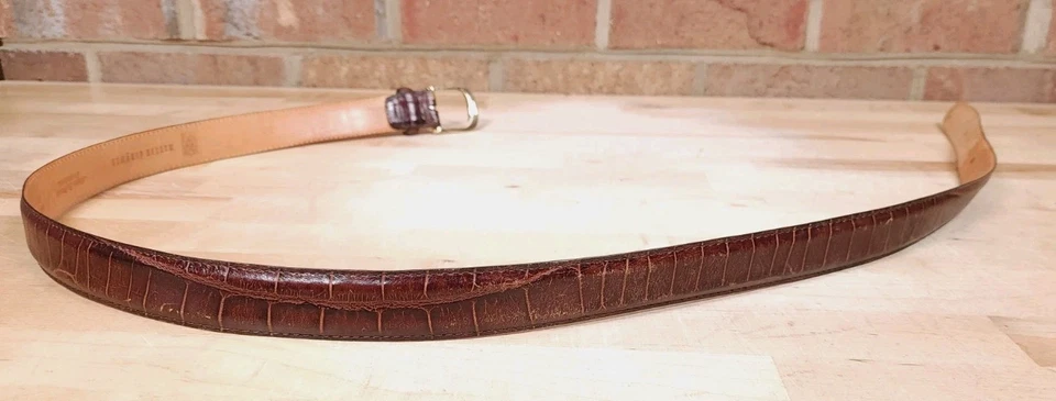 Cinturón Martin Dingman Hombre Talla 42 Grano de Caimán Piel de becerro Italiana Cuero Marrón Foto 4 de 4