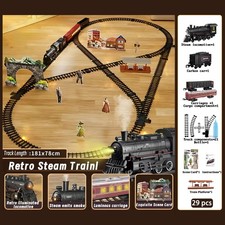 Electric Steam Train Set Water Smoke Light Sound Battery Railway Gift