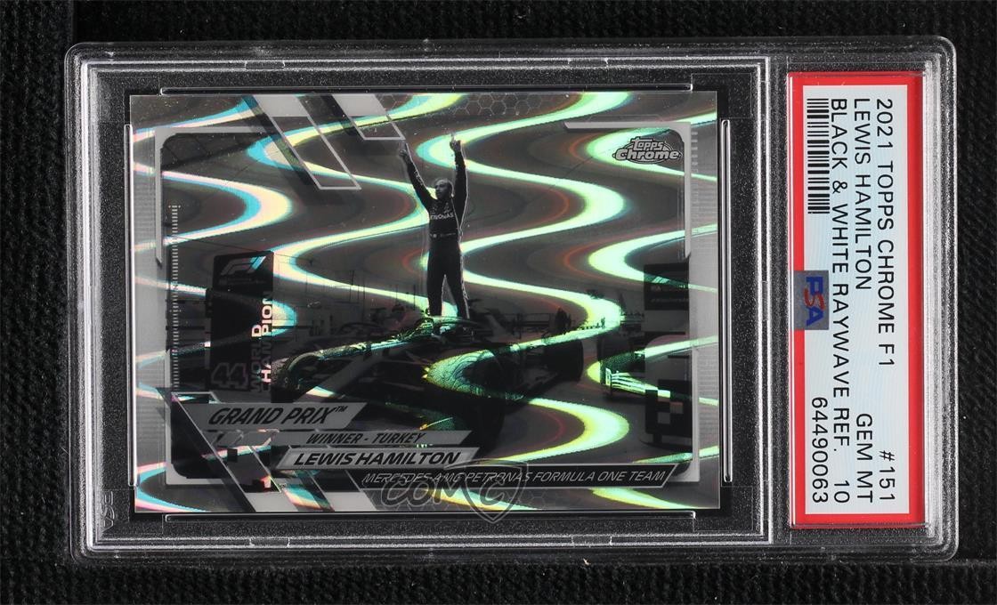 2021 Chrome Formula 1 Black & White RayWave Refractor Lewis Hamilton PSA 10 14mp
