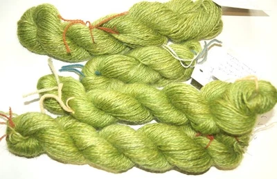 Lot de 4 écheveaux de mohair teinturier vert pomme - Photo 1/3