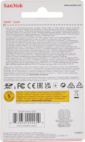 Sandisk - Flash Memory Card - 64 Gb - Class 4 - Sdxc NEUF - Photo 3/4