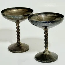 Vintage A. CASTELL BRERIA Champagne Goblets E.P.Brass Made In Spain Set of 2 MCM