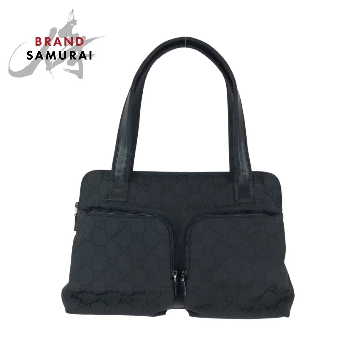 Sac fourre tout bandoulière GUCCI noir argent quincaillerie nylon cuir 001 3705