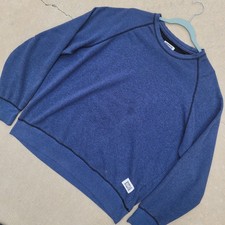 Vintage 70s Hanes Raglan Sweatshirt XL Navy Faded Long Sleeve Made In USA