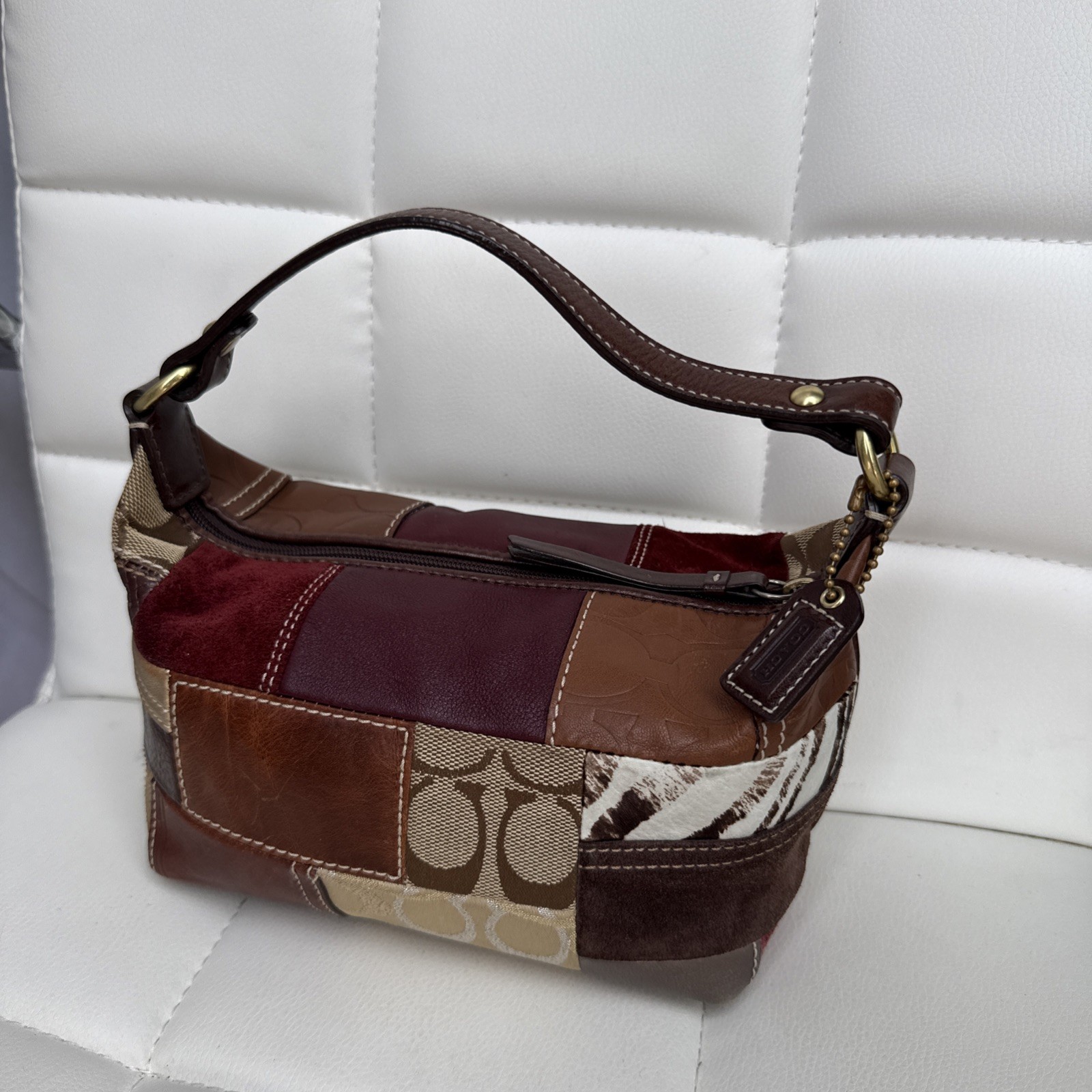 Coach Mini Holiday Patchwork Demi Hobo Handbag Baguette Pouchette Vintage Y2K image 2
