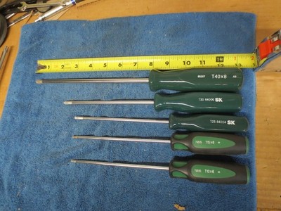 Lot of 5  S-K Tools Torx Screwdriver   T10  T15  T25  T30  T40