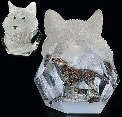 Kitty Cantrell Limited Edition 2001 Devotion WOLF Mixed Media Sculpture Statue