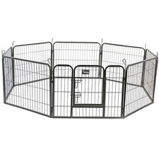 Pet Play Run Cage Dog Puppy Pen Rabbit Guinea Pig Black Metal Enclosure