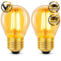 E27 LED GlüHbirne 4W Vintage G45 Warmweiß 2200K Bernstein Glas 2 StüCk