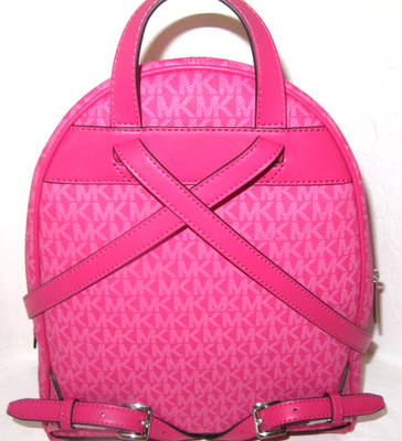 NWT Michael Kors Pink Rhea Signature Backpack $498 retail Michael Kors Rhea Medium Zip Dragonfruit Pink Signature Logo  main image 2