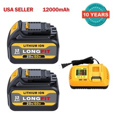 2PCS 12Ah Replacement Battery DCB606 for Dewalt 20V 60V Max Battery & Charger