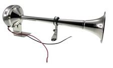 PactradeMarine Boat Auto Stainless Steel Single Trumpet Horn Complete Set 12V