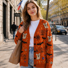 Mickey Ghost Pumpkin Cardigan, Disney Halloween Sweater