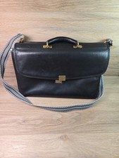 Jack George s briefcase, laptop bag, messenger bag, Black Leather. made in USA