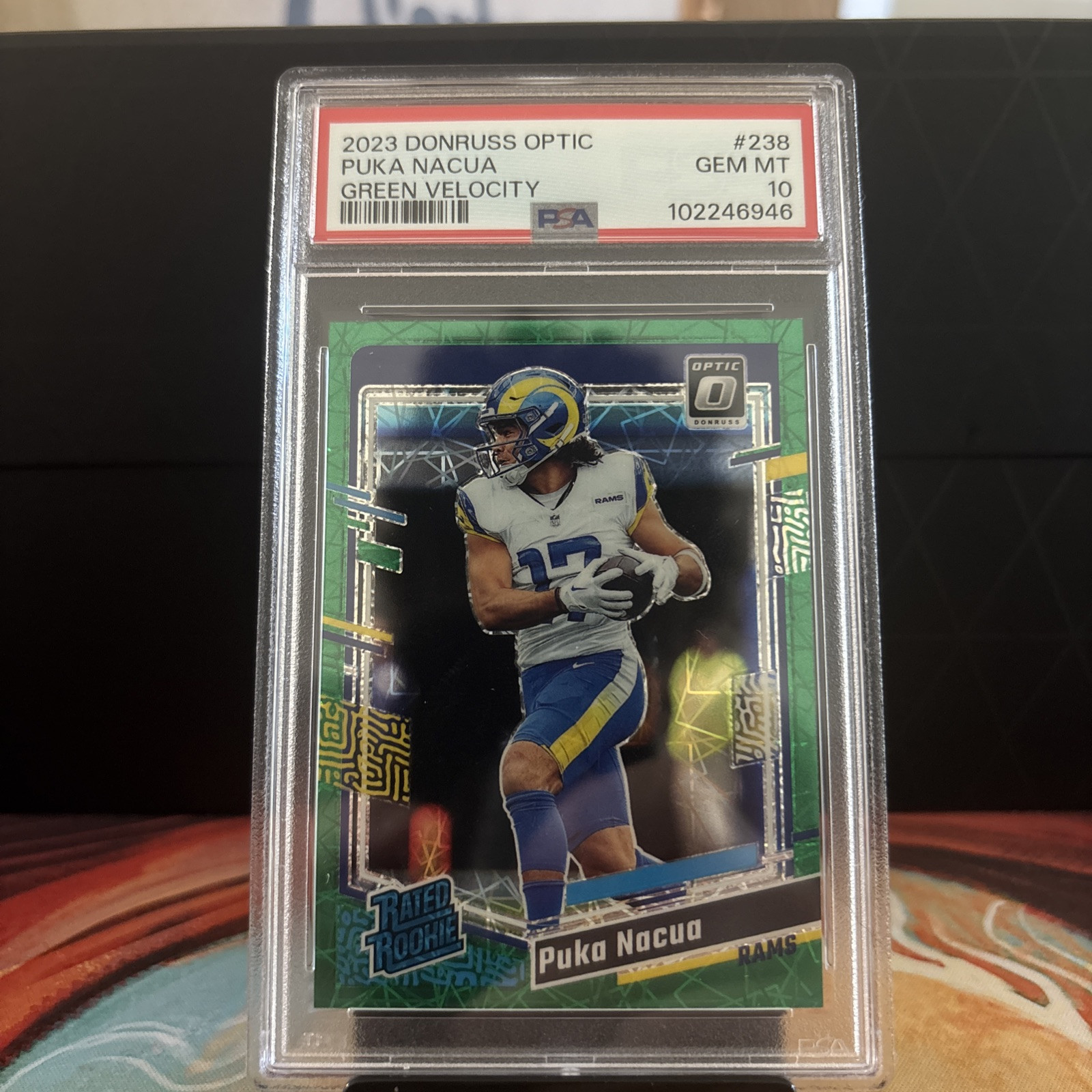 2023 Panini Donruss Optic - PSA 10Green Velocity Prizm #238 Puka Nacua (RC)