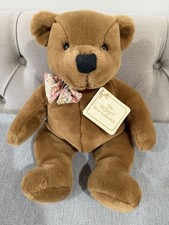 Vintage Eden Bear Collection Mocha Plush Teddy Bear Brown Bow Stuffed Animal Toy