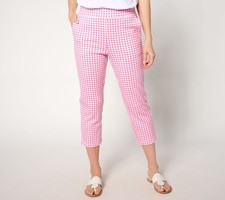 Belle by Kim Gravel Women's Petite Pants PM Perfect Pique Gingham Pink A646291
