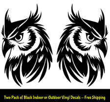 Owl Graphic Black Vinyl Decals Car Truck Window Tablet Notebook Tumblers Mugs