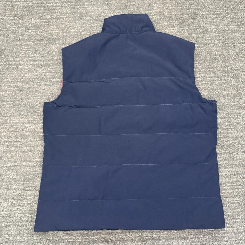 Vintage Talbots Alpine Designs Puffer Vest Women Large Red Blue Reversible Down - Image 2 of 4