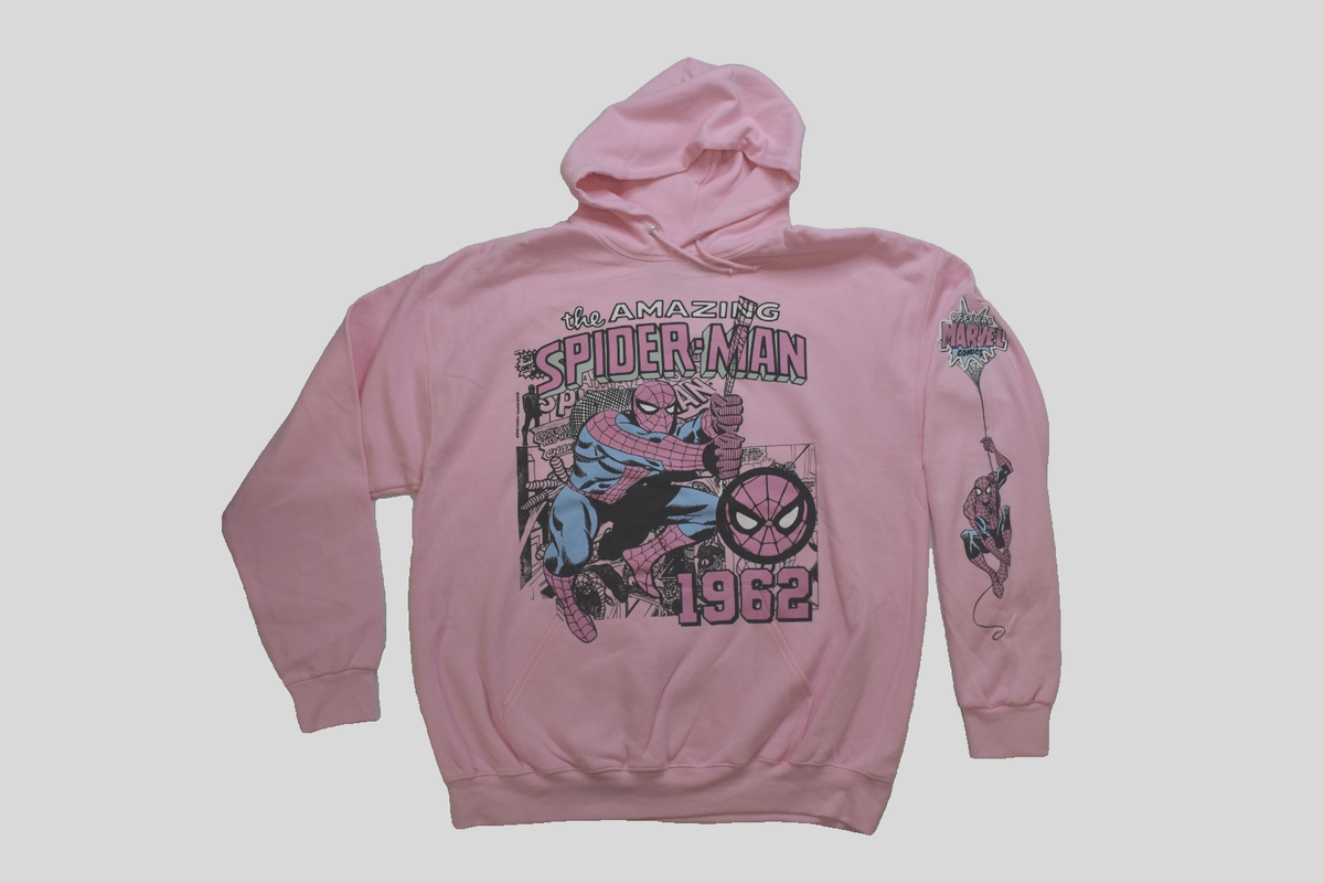 Marvel Spider-Man 1962 Pink Comic Graphic Adult Hoodie New XL | eBay