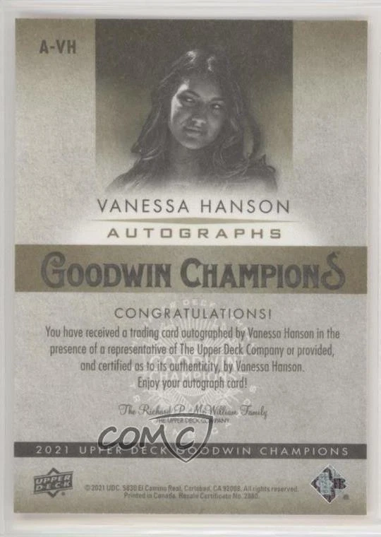 2021 Upper Deck Goodwin Champions Auto Vanessa Hanson #A-VH Auto - Image 2 of 2