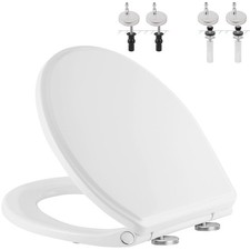Premium Round Toilet Seat with Cover Quiet Close, One-Click to Quick Release,...