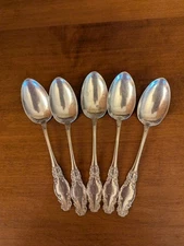 5-VINTAGE MELROSE INTL SILVER SILVERPLATE TEASPOONS 5-3/4" MONOGRAMMED "D" 