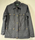 Lauren Ralph Lauren Field Jacket Womens Large Black Utility Gold Snap Barn Coat