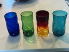 Vintage Set of 4 Blenko Pinched Glass Tumblers 6 Inches 4 Colors