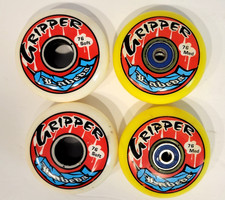 Lot of 4 Labeda Gripper Roller Hockey Wheels 76 Med Soft Inline 2 White 2 Yellow