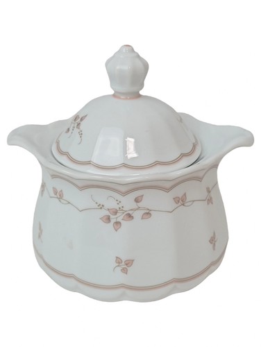 SUCRIER PORCELAINE DE Limoges ancien - décor Floral Roses - H 12 cm