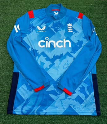 England Castore Cricket 2024 blau One Day Langarm Trikot Erwachsene Large Shirt