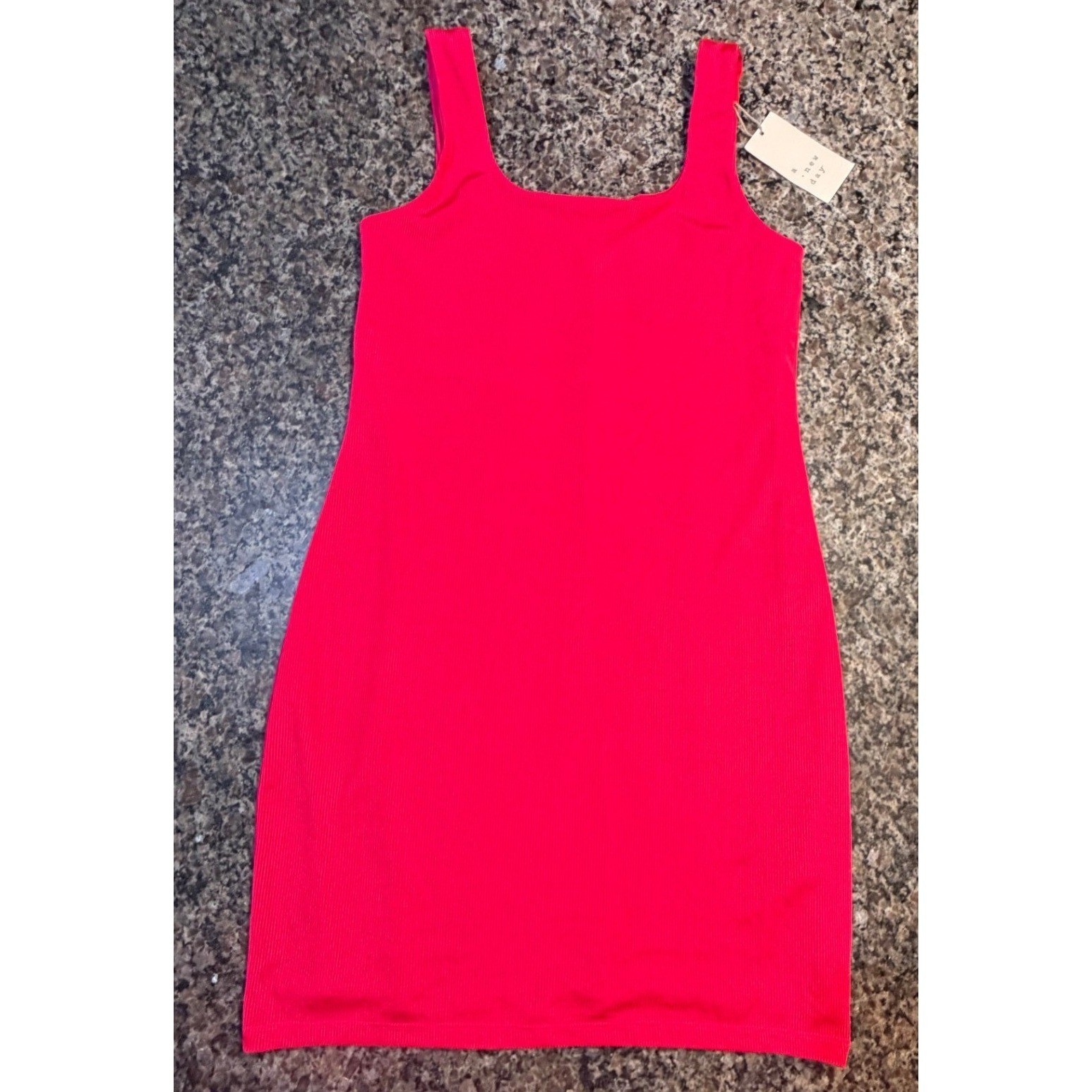 A New Day Women Pink Ribbed Tank Mini Dress XS NWT Scoop Neck Sleeveless Bodycon