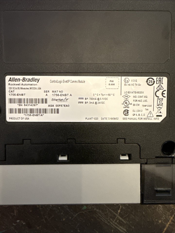 Allen Bradley / Rockwell Automation ControlLogix Enet/IP Comms Module ...