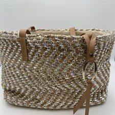 Nine by Savannah Miller For Debenhams Jute/Cotton Beach Bag Beige/Silver     W10