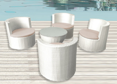 Rattan Bianco Poltrone Da Esterno SET RATTAN BIANCO IMPILABILE