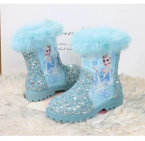 Winter Neu Elsa Kinder Mädchen Elsa Prinzessin Kristall Paillette Kurze Stiefel - Bild 20 von 42