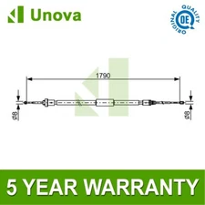 Hand Brake Cable Rear Unova Fits Peugeot 208 2012-2019 9671813380