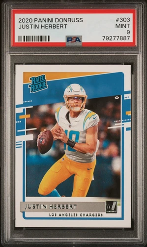 2020 Donruss Justin Herbert RATED ROOKIE RC #303 LA Chargers PSA 9 MINT