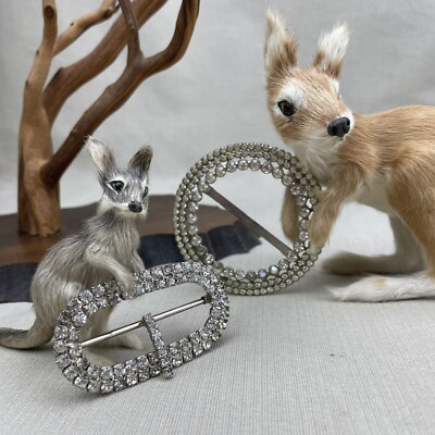 silver dress belt buckles Lot of 2 Rhinestone Belt Buckles Vintage Silver Tone Costume Jewelry Dress